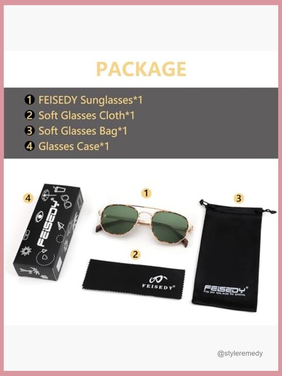 Metal Frame Square Aviator Sunglasses UV400 Protection Retro main image 6